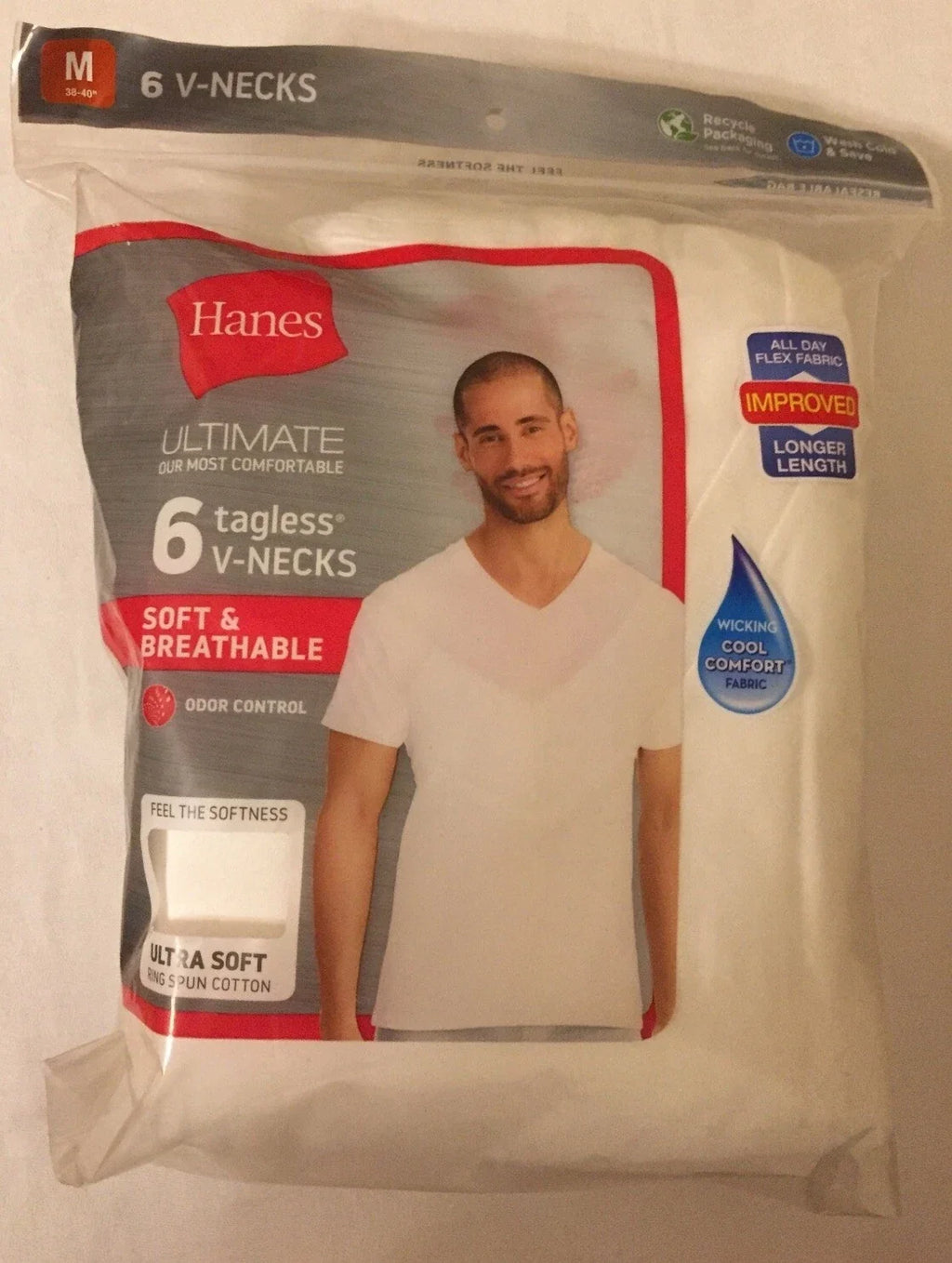 NWT Hanes 6 In Package V Neck T Ultimate Men White - Adult & Kids T-Shirts, Sweatshirts & Hoodies apparel design preview 1