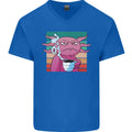Grumpy Axolotl With Coffee Mens V-Neck Cotton - Adult & Kids T-Shirts, Sweatshirts & Hoodies apparel design preview 1