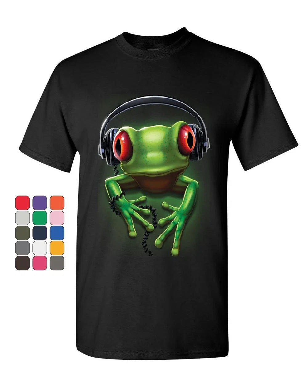DJ Frog with Headphones Cute Animal Music Wildlife - Adult & Kids T-Shirts, Sweatshirts & Hoodies apparel design preview 1