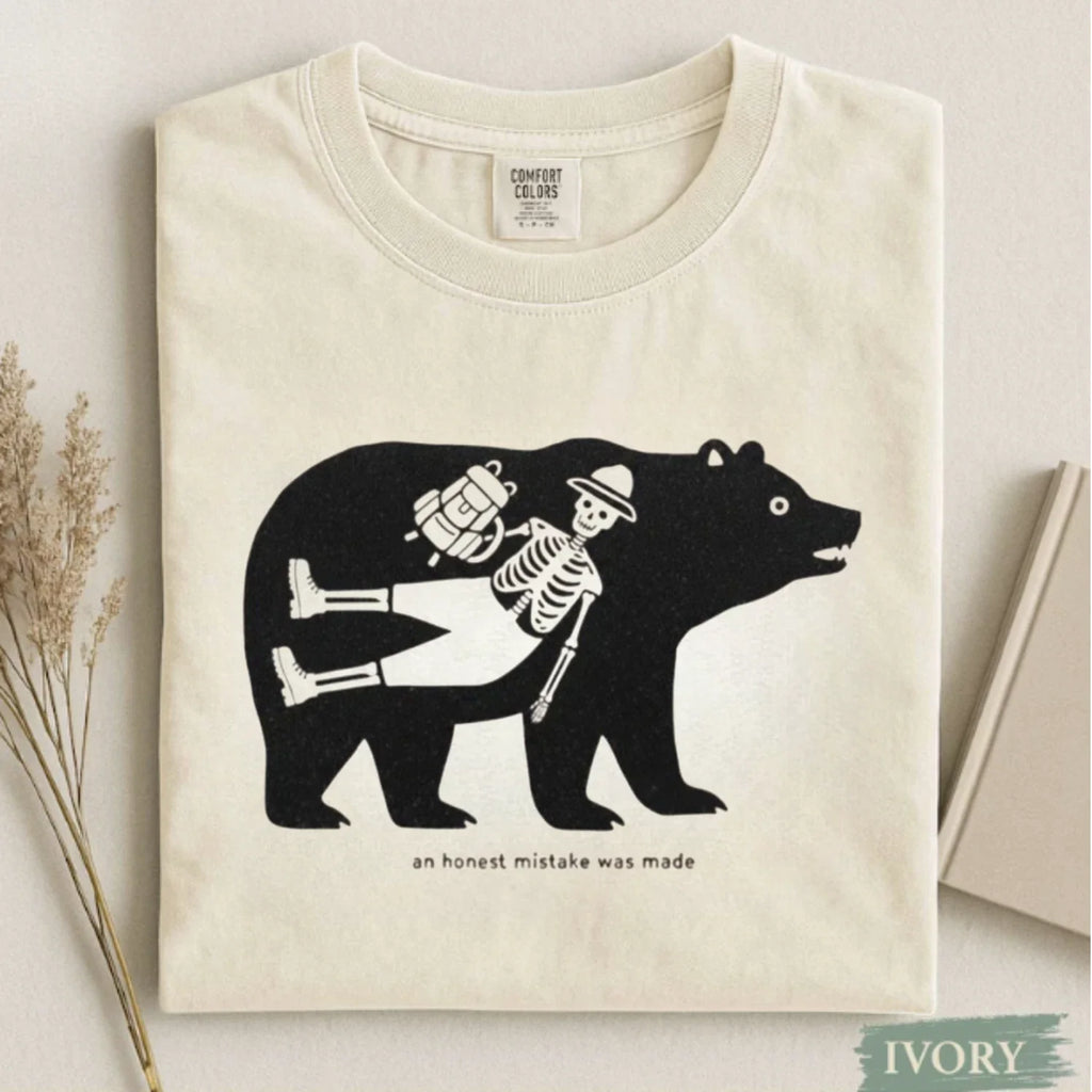 Honest Mistake Was Made Small Text Bear Hiker Unisex - Adult & Kids T-Shirts, Sweatshirts & Hoodies apparel design preview 1