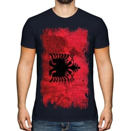 ALBANIA GRUNGE FLAG MENS TOP SHQIPËRIA FOOTBALL - Adult & Kids T-Shirts, Sweatshirts & Hoodies apparel design preview 1