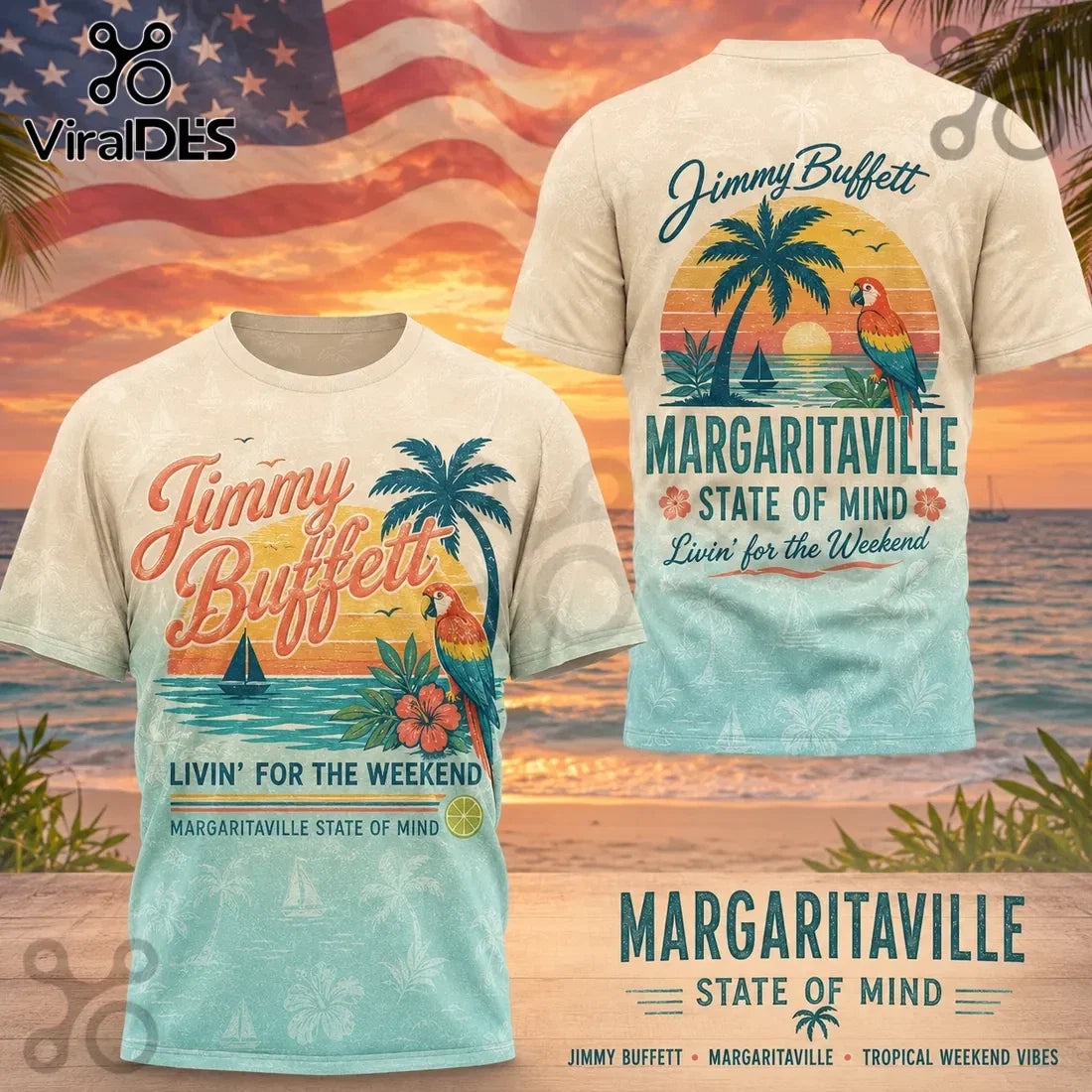 Jimmy Buffett Margaritaville State of Mind AOP - Adult & Kids T-Shirts, Sweatshirts & Hoodies apparel design preview 1