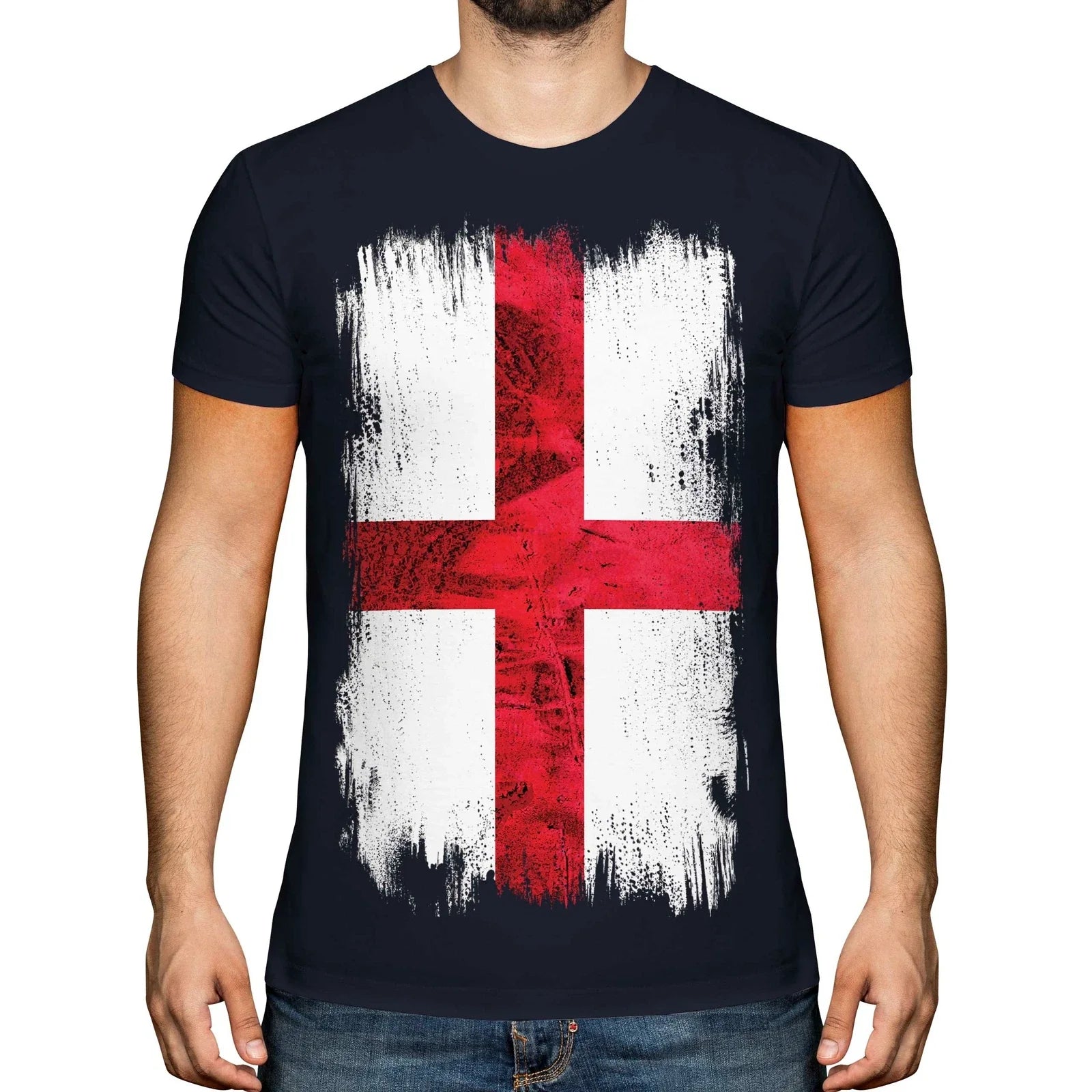 ENGLAND ST GEORGE GRUNGE FLAG MENS TOP ENGLISH - Adult & Kids T-Shirts, Sweatshirts & Hoodies apparel design preview 1
