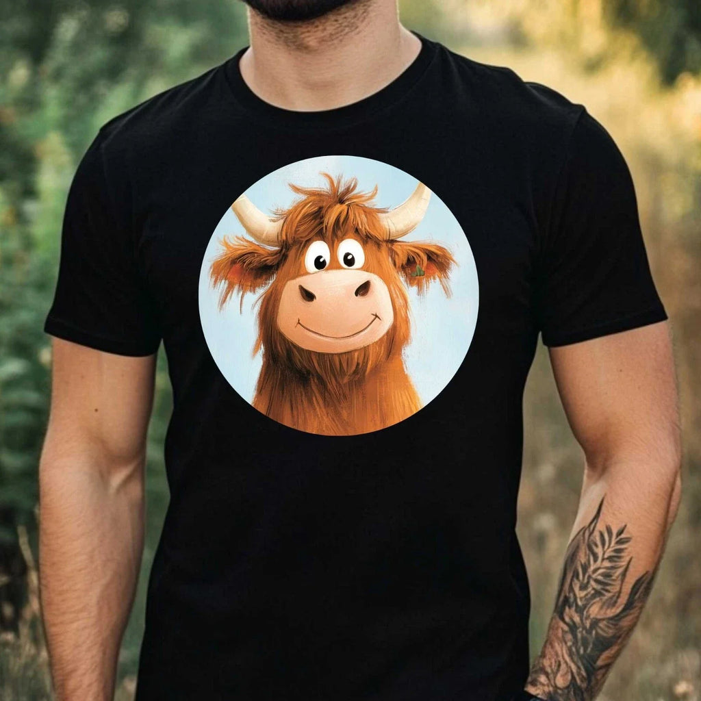 Mens Funny Highland Cow Print Cotton Size XS to 5XL - Adult & Kids T-Shirts, Sweatshirts & Hoodies apparel design preview 1