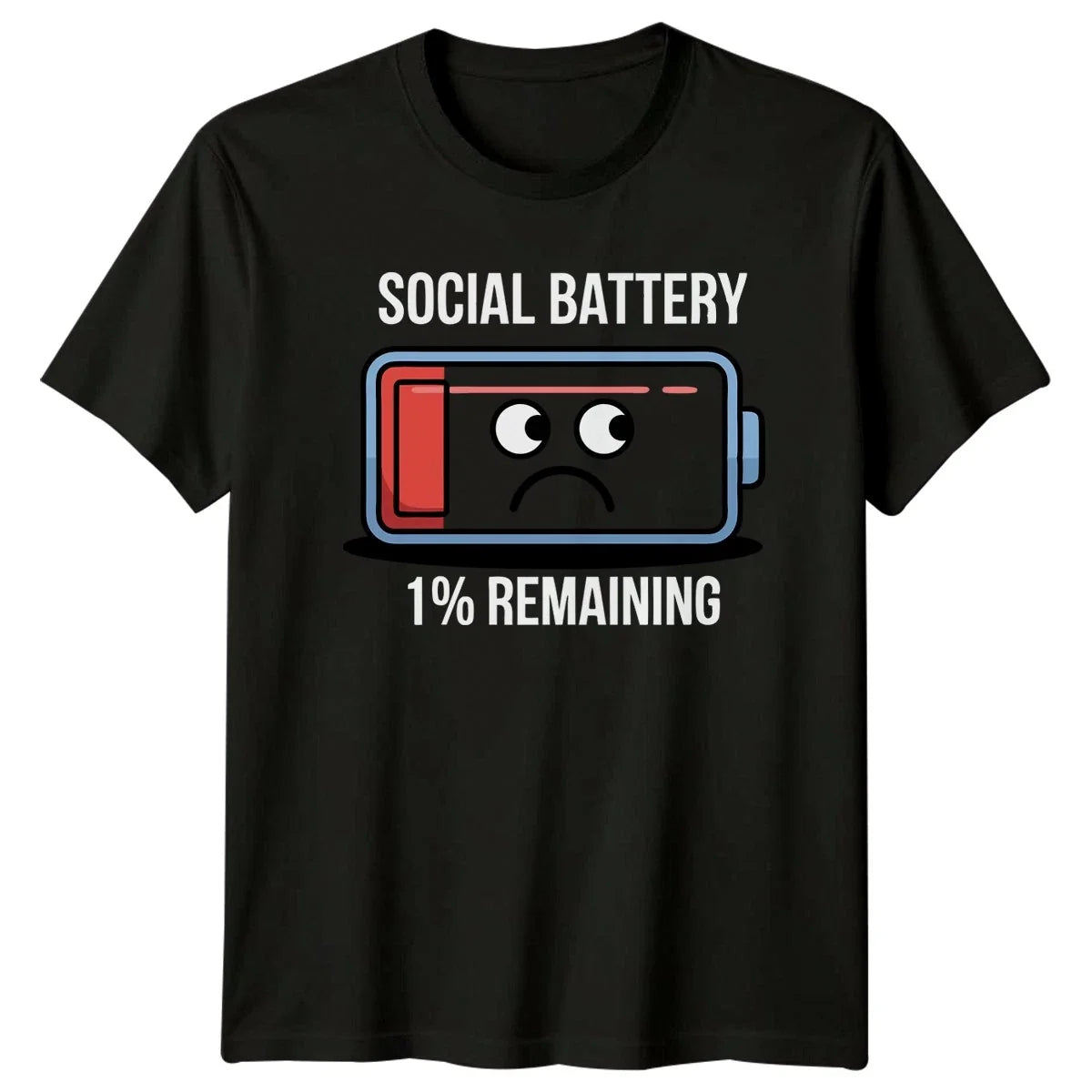 Social Battery 1 Percent Remaining Introvert Anxiety - Adult & Kids T-Shirts, Sweatshirts & Hoodies apparel design preview 1