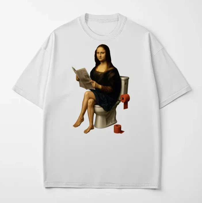 Funny Mona Lisa Toilet Art Meme Parody - Adult & Kids T-Shirts, Sweatshirts & Hoodies apparel design preview 1