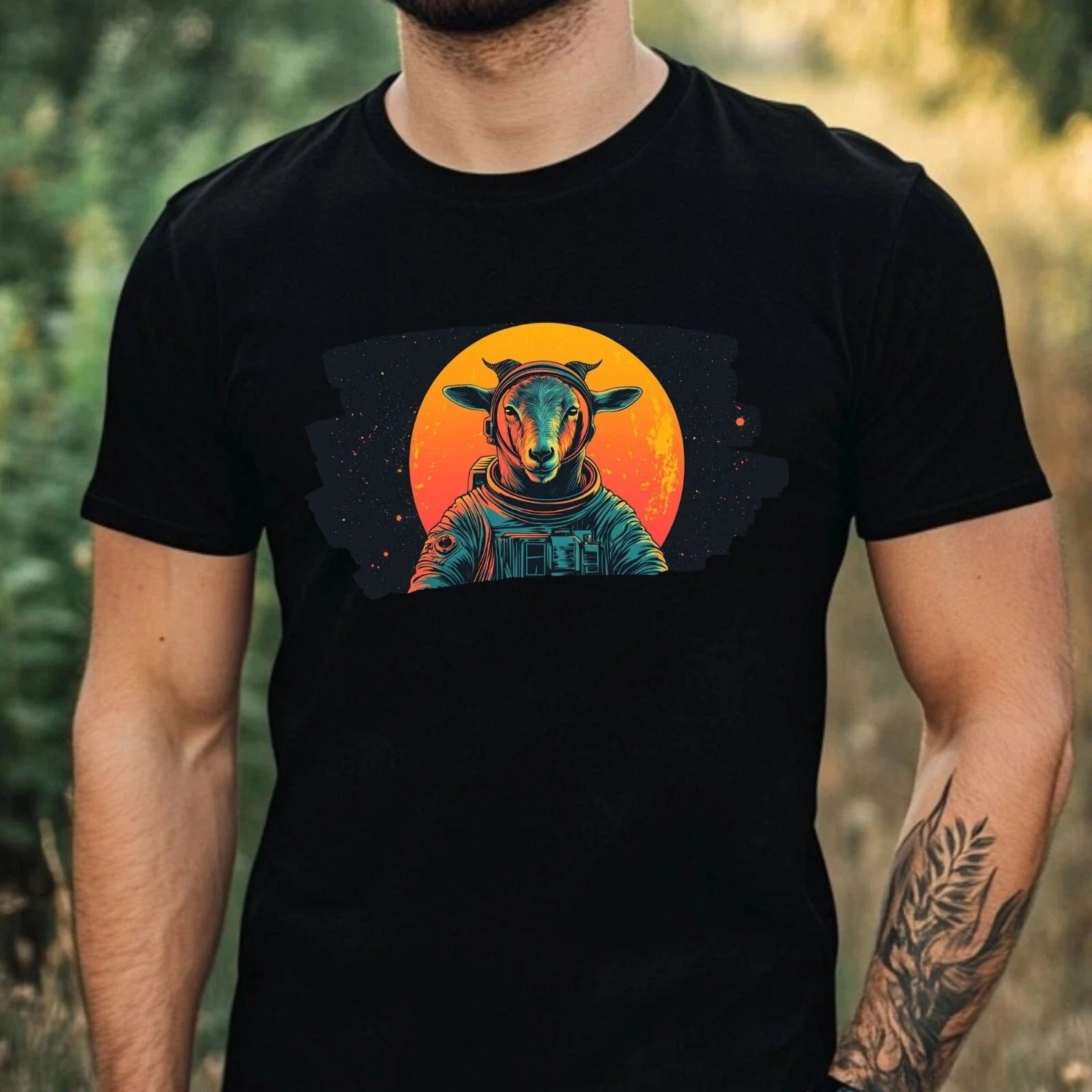 Mens Goat as Astronaut Print Cotton Size XS to 5XL - Adult & Kids T-Shirts, Sweatshirts & Hoodies apparel design preview 1