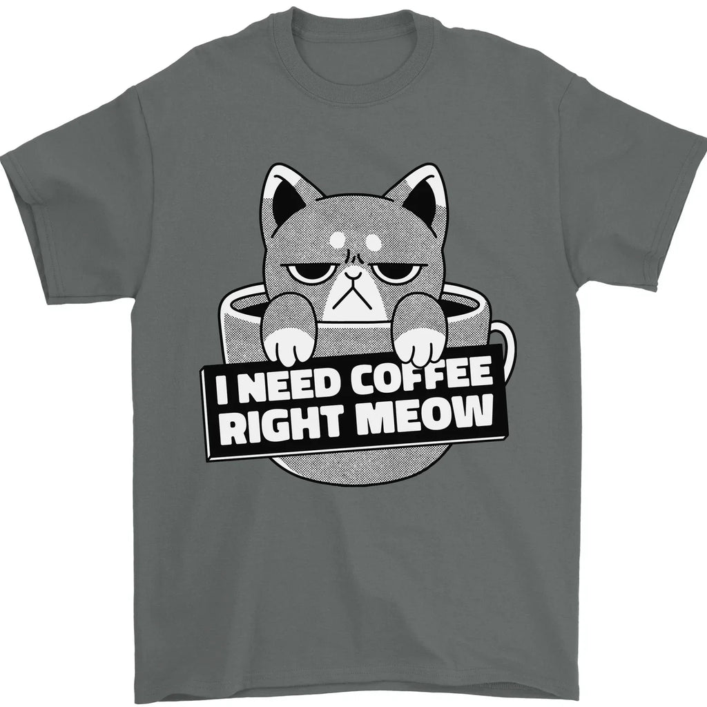 Cat I Need Coffee Right Meow Funny Mens 100% Cotton - Adult & Kids T-Shirts, Sweatshirts & Hoodies apparel design preview 1