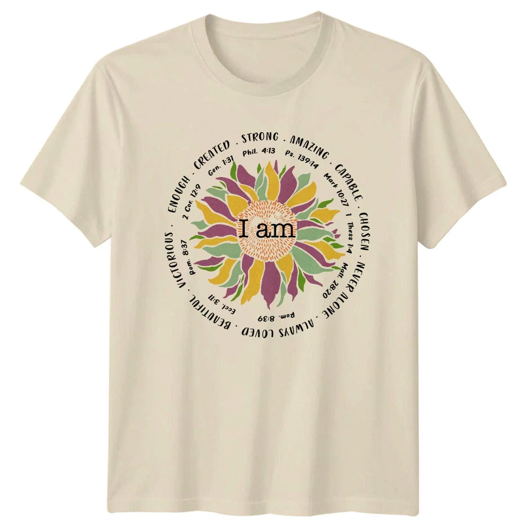 Christian I Am Sunflower Bible Verse Graphic Print - Adult & Kids T-Shirts, Sweatshirts & Hoodies apparel design preview 1