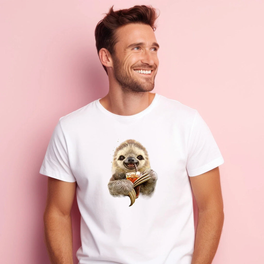 Men's Short Sleeve White, SLOTH AND DRINK - Adult & Kids T-Shirts, Sweatshirts & Hoodies apparel design preview 1