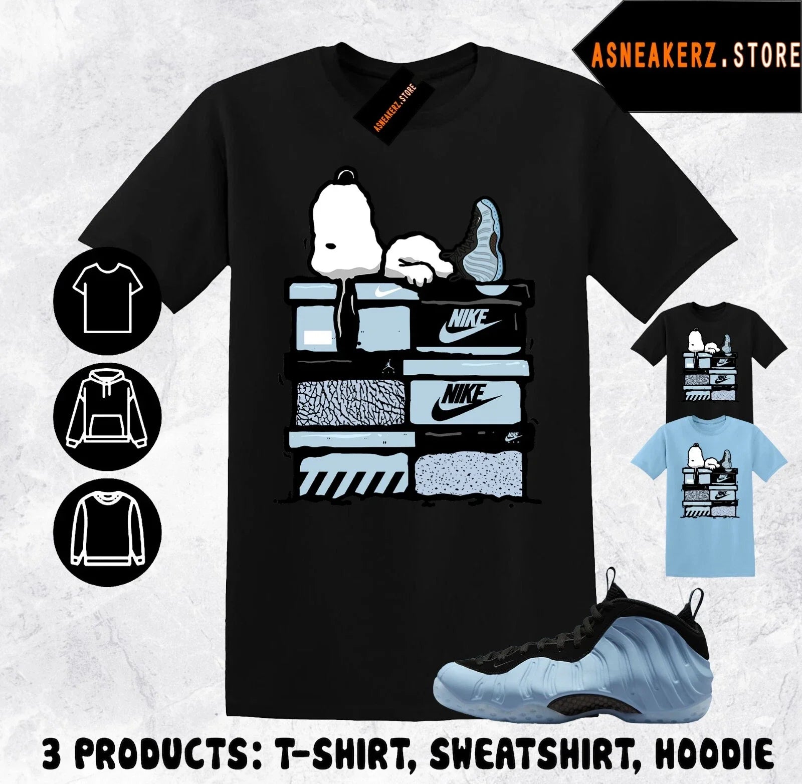 Match Foamposite One Psychic Blue Sneaker Matching - Adult & Kids T-Shirts, Sweatshirts & Hoodies apparel design preview 1