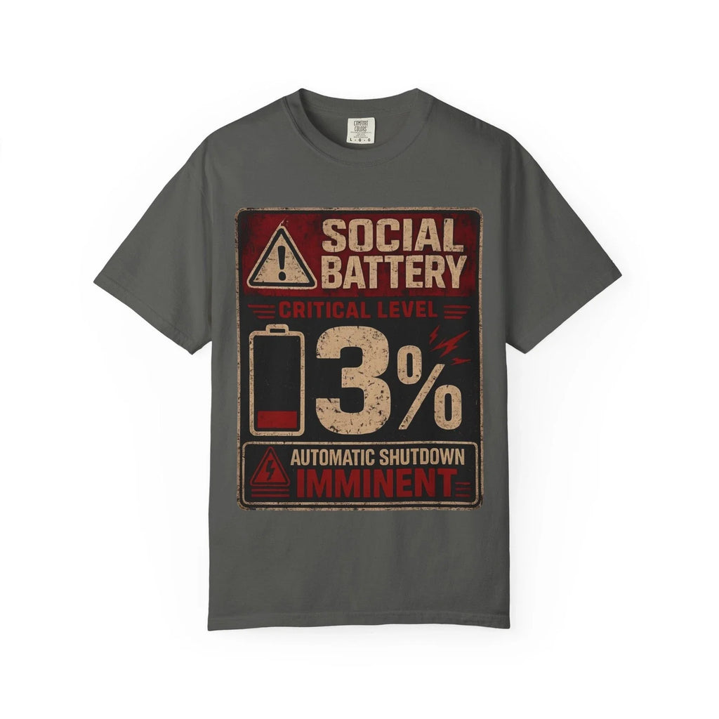 Social Battary Introvert Warning Funny Quote - Adult & Kids T-Shirts, Sweatshirts & Hoodies apparel design preview 1