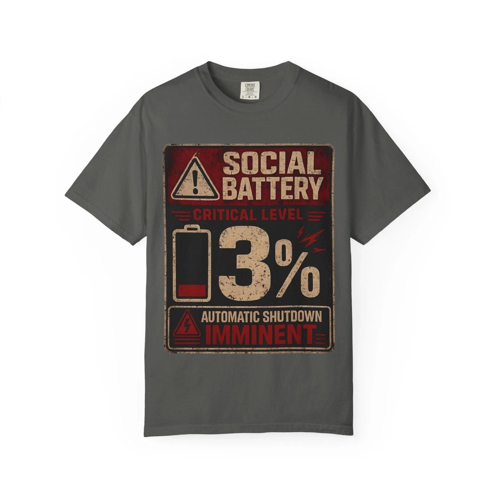 Social Battary Introvert Warning Funny Quote - Adult & Kids T-Shirts, Sweatshirts & Hoodies apparel design preview 1