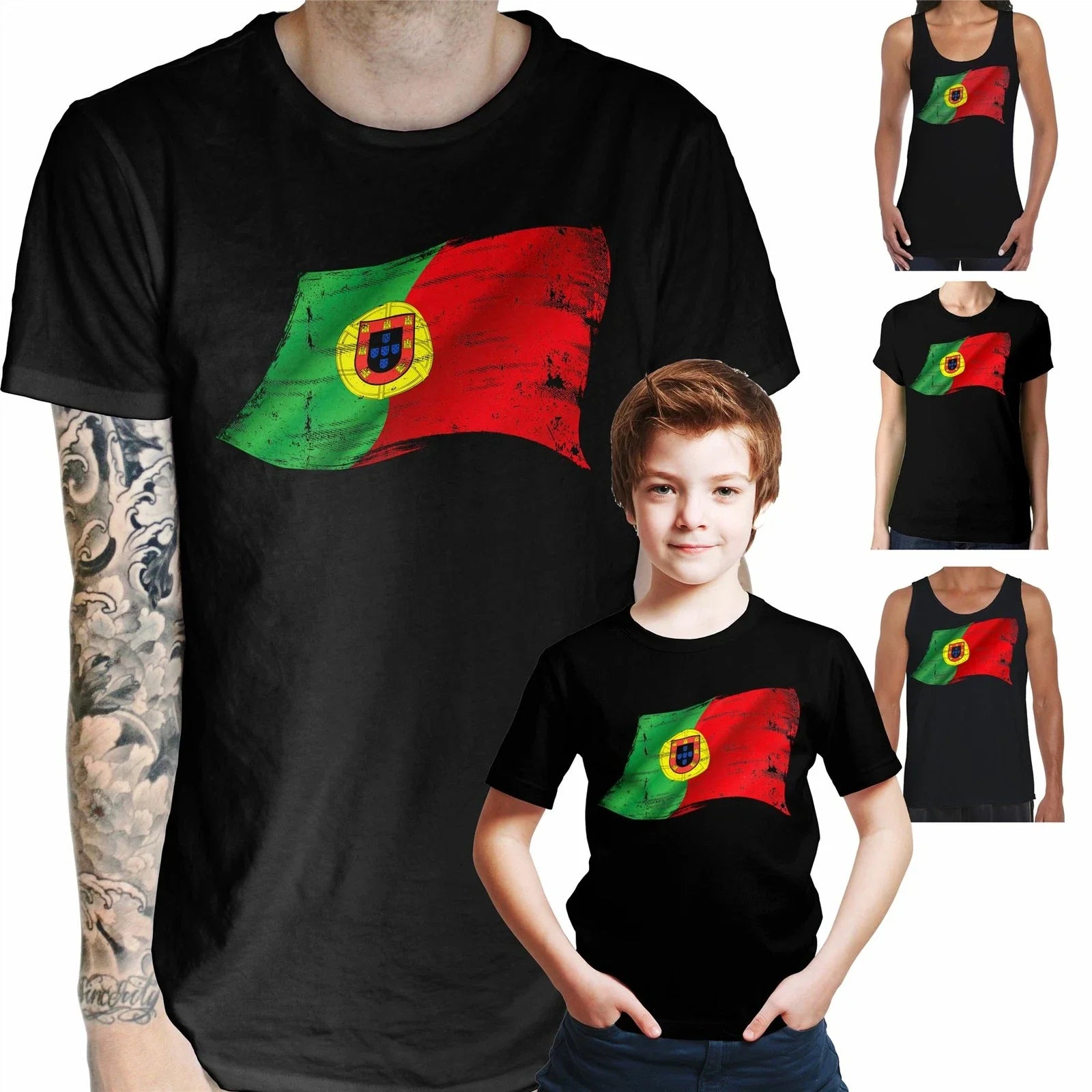 Portugal Flag Portugese Porto European Football - Adult & Kids T-Shirts, Sweatshirts & Hoodies apparel design preview 1