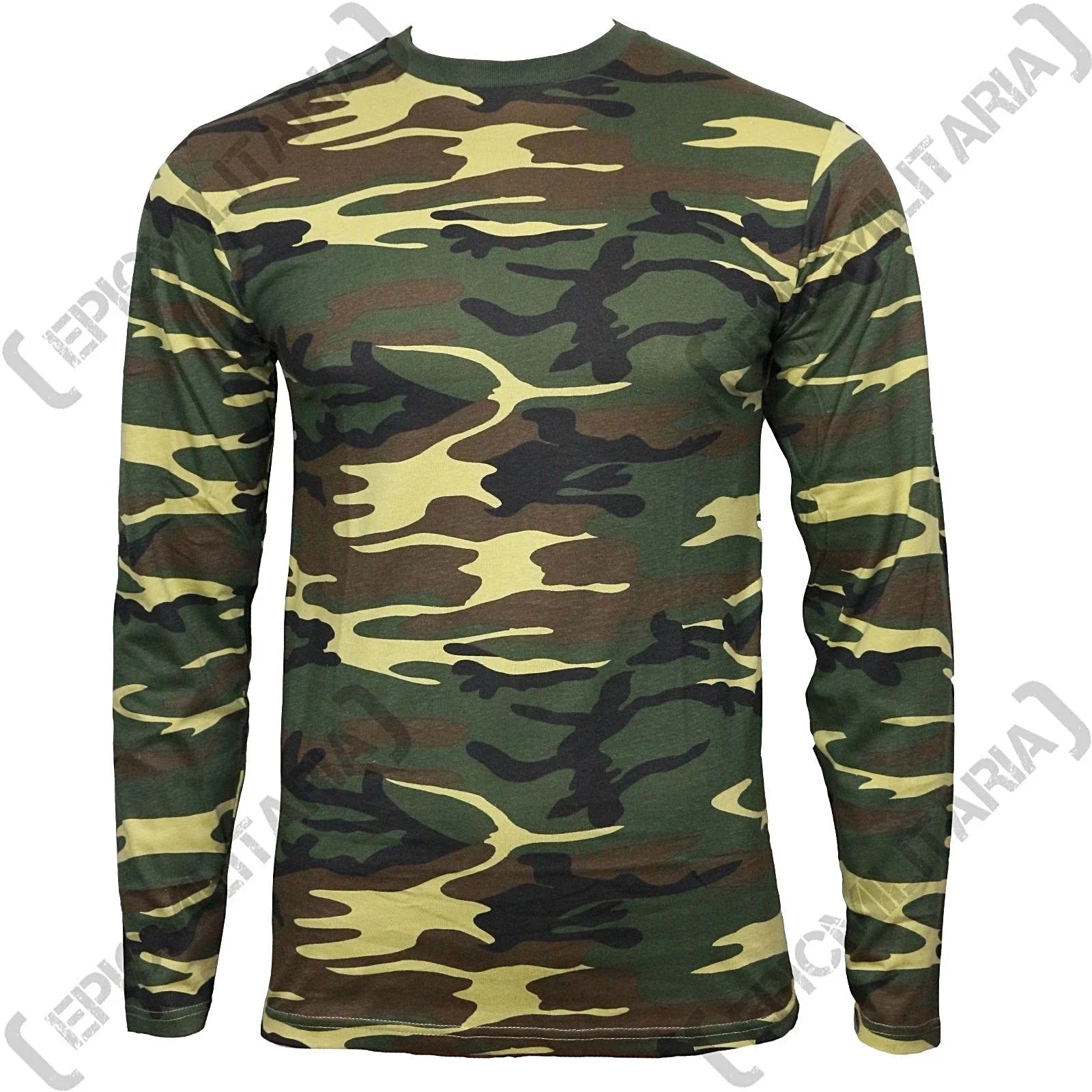 Woodland Camo Long Sleeved 100% Cotton Army Military - Adult & Kids T-Shirts, Sweatshirts & Hoodies apparel design preview 1
