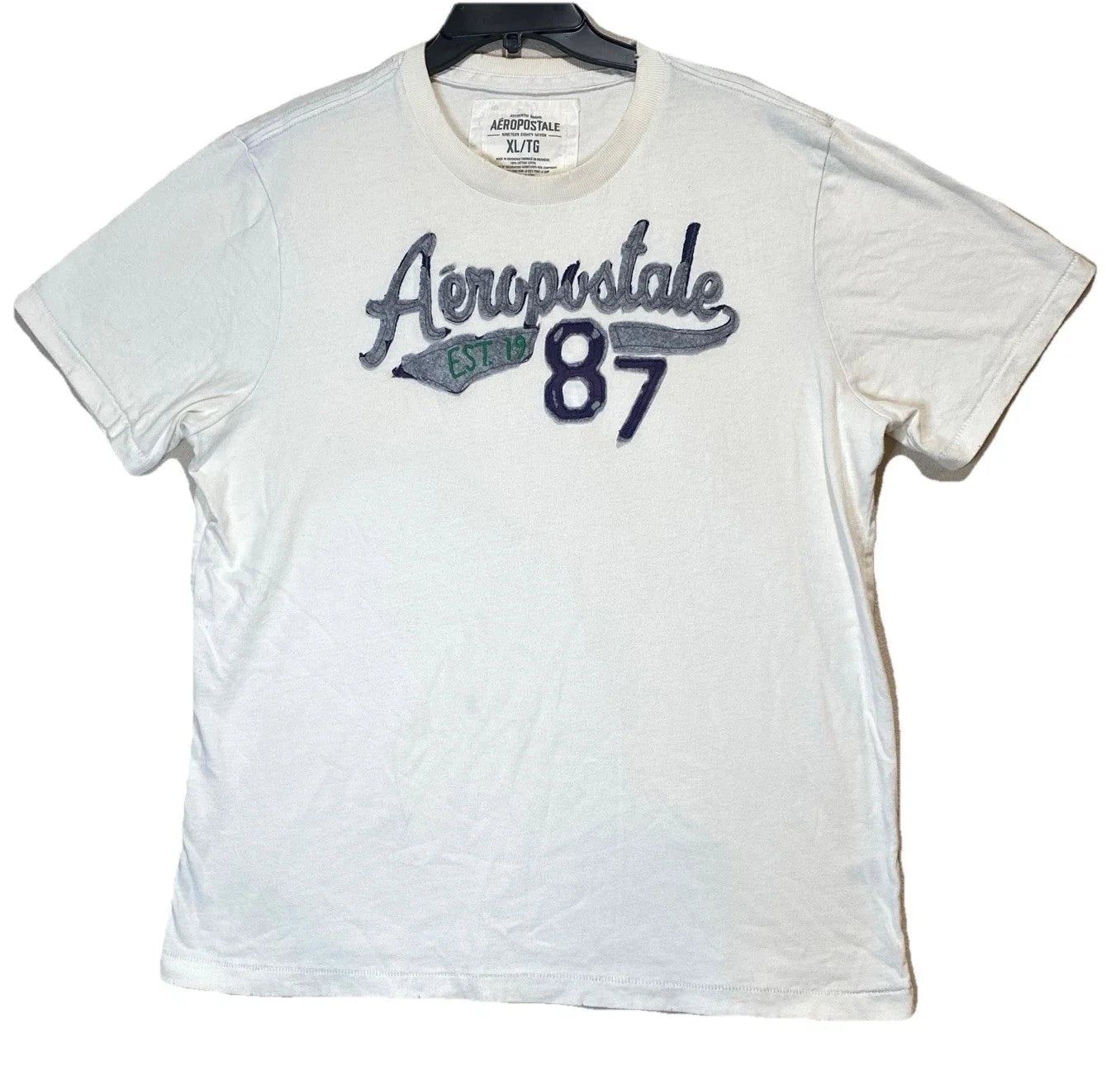 Y2K Aéropostale Mens XL Cotton White Gray Spell Out - Adult & Kids T-Shirts, Sweatshirts & Hoodies apparel design preview 1