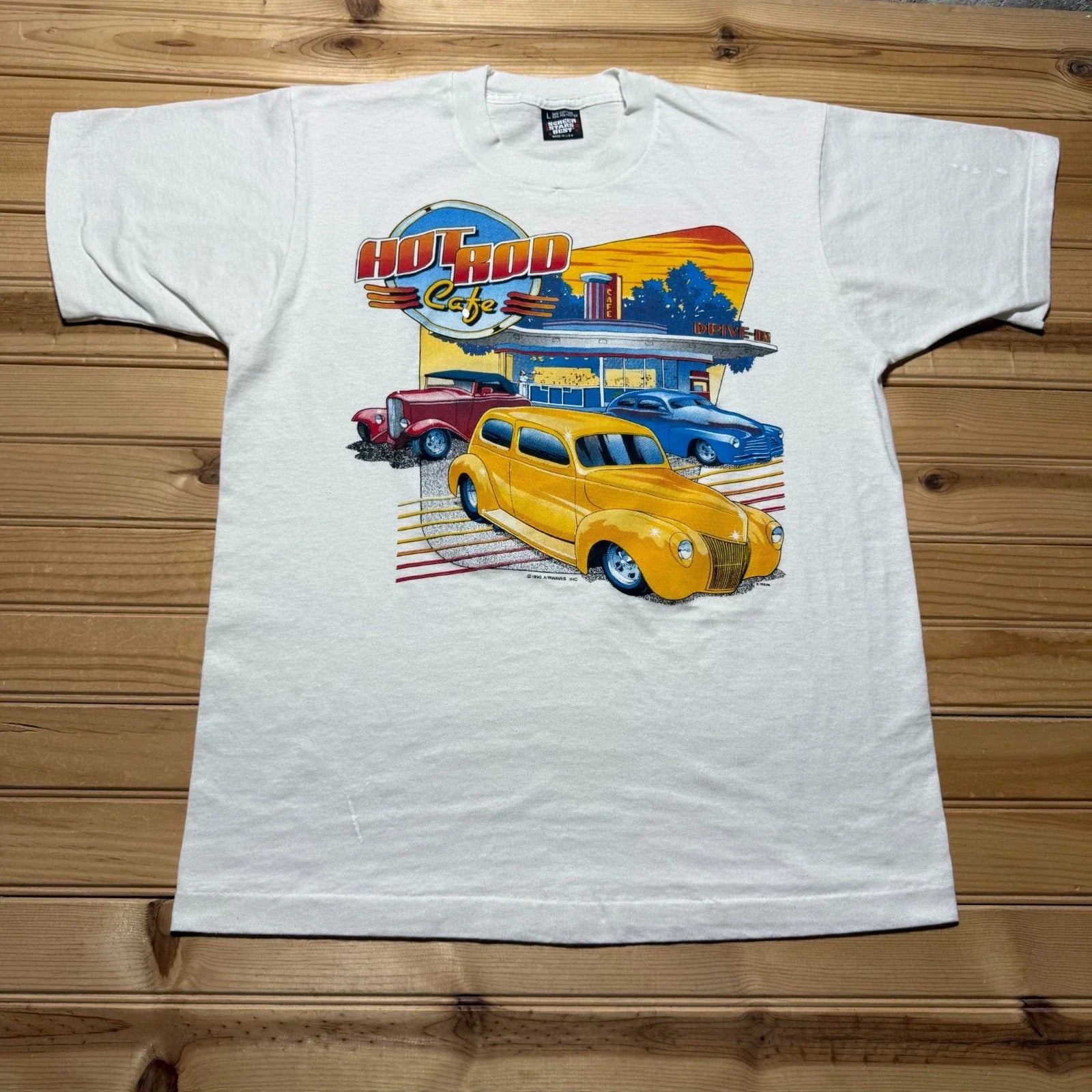 Vintage 90s Hot Rod Cafe Cruise Night 91 Classic Car - Adult & Kids T-Shirts, Sweatshirts & Hoodies apparel design preview 1