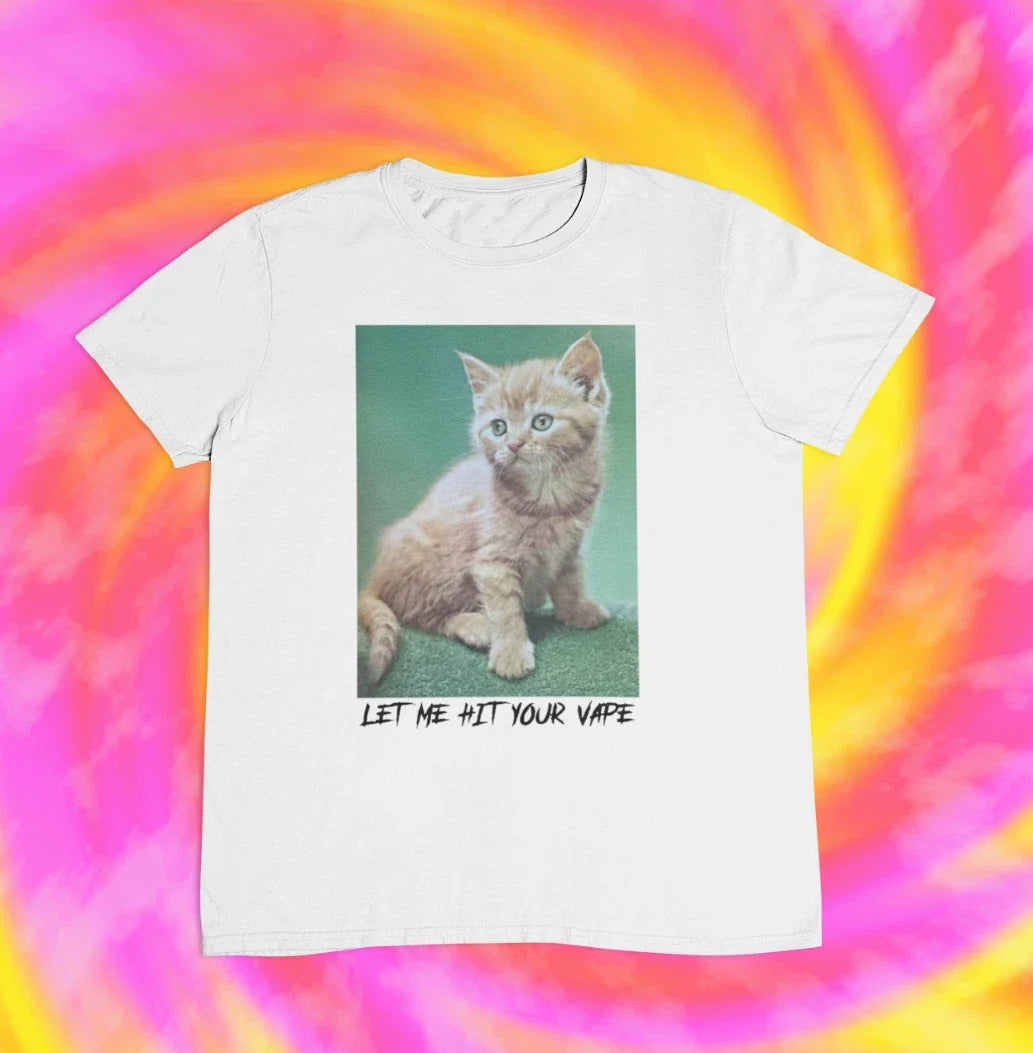 Let Me Hit Your Vape Cute Cat 2000s y2k aesthetics - Adult & Kids T-Shirts, Sweatshirts & Hoodies apparel design preview 1