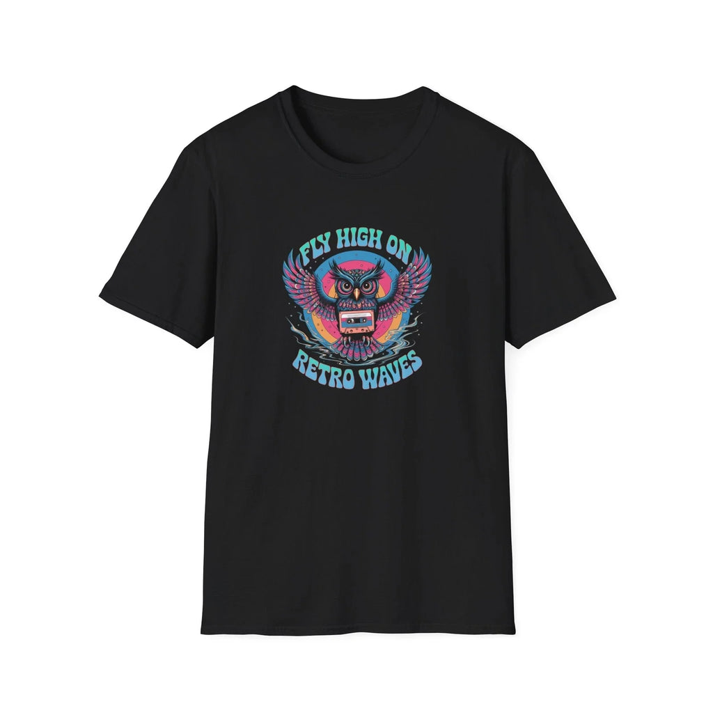 Retro Owl Graphic "Fly High" Softstyle Vintage Vibe - Adult & Kids T-Shirts, Sweatshirts & Hoodies apparel design preview 1
