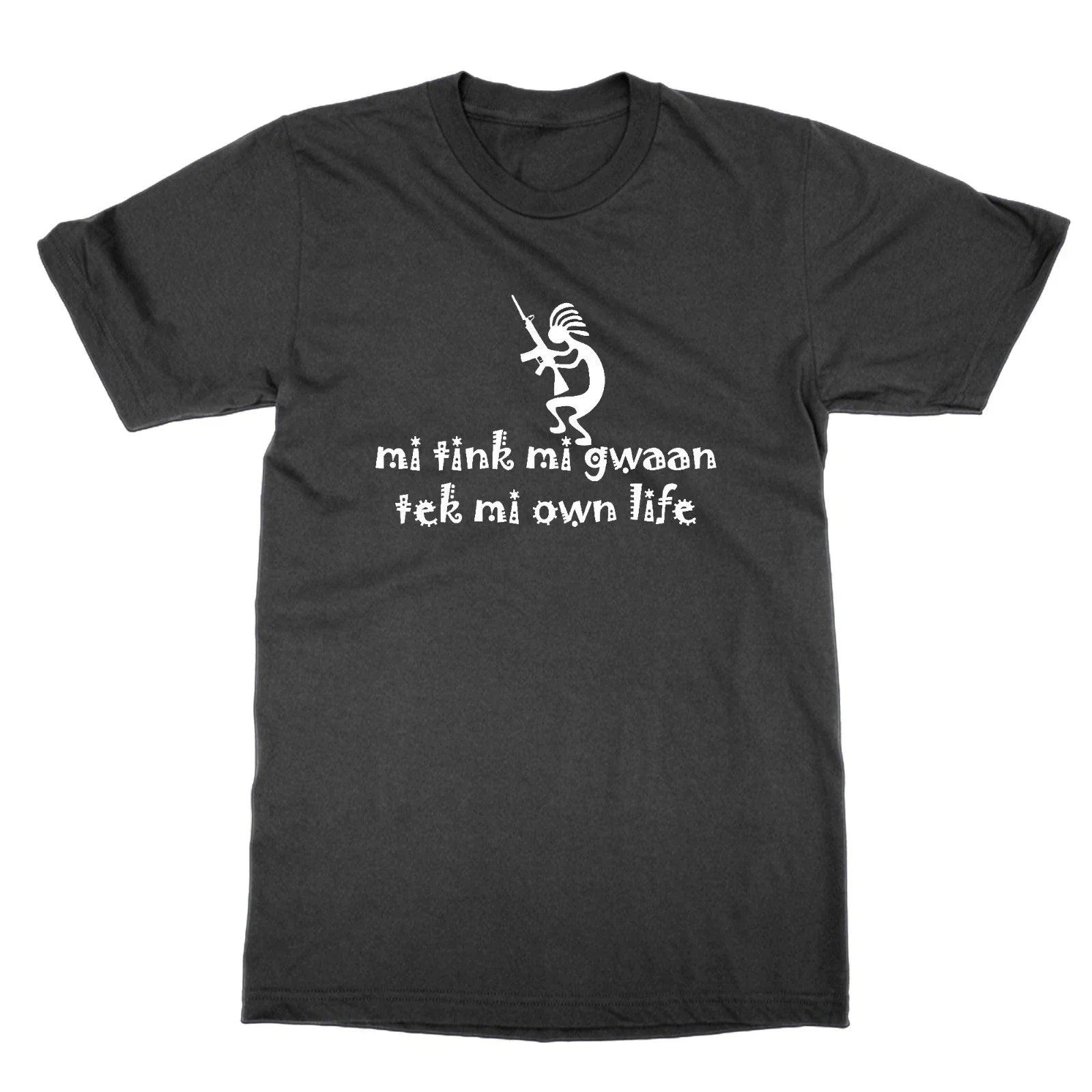 Black Cotton Mi Tink Gwaan Tek Fun Meme Print Round - Adult & Kids T-Shirts, Sweatshirts & Hoodies apparel design preview 1