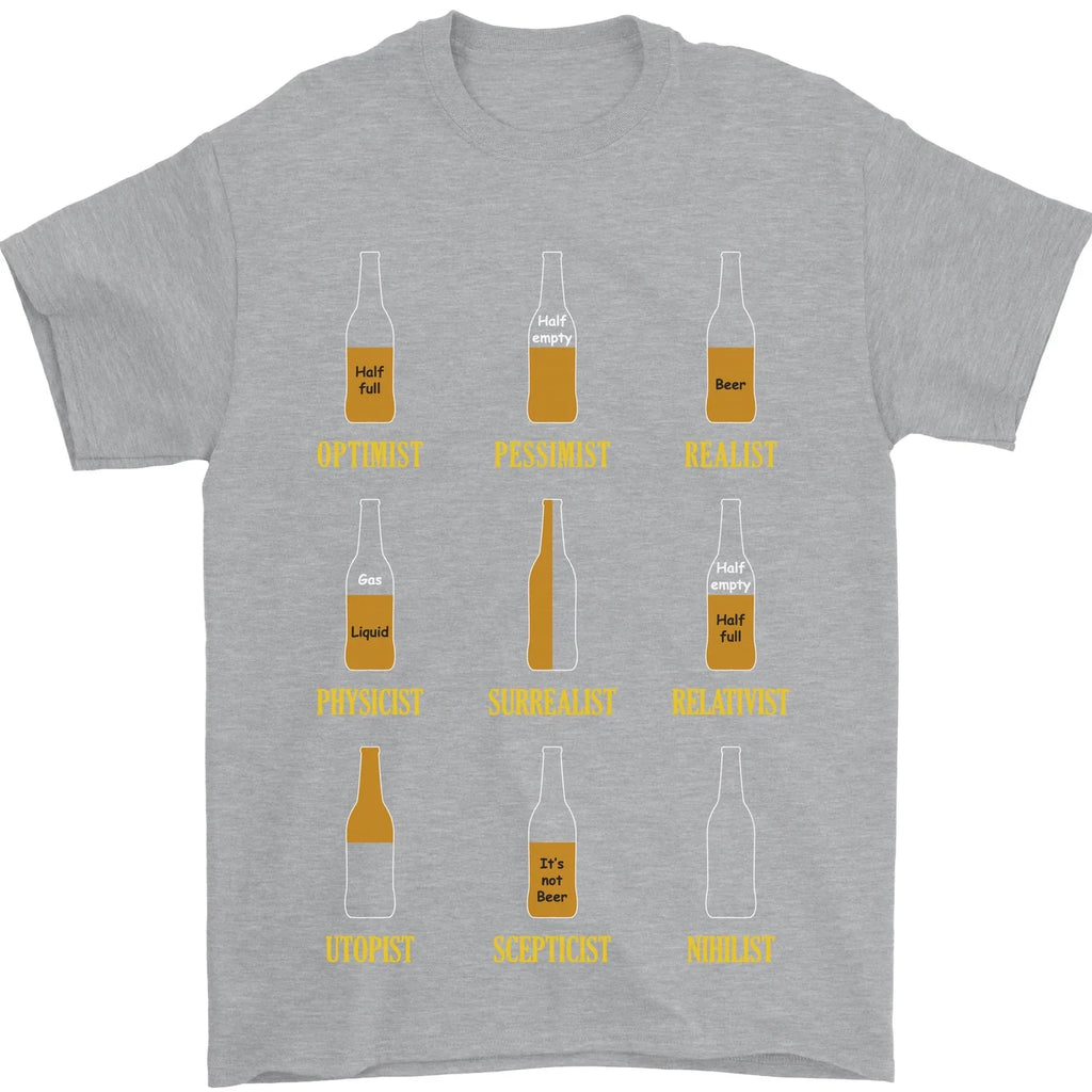 Optimism Pessimism Beer Alcohol Funny Mens 100% - Adult & Kids T-Shirts, Sweatshirts & Hoodies apparel design preview 1