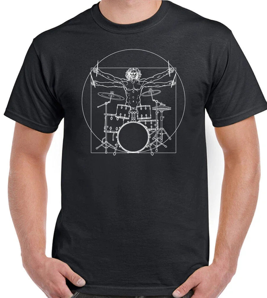 Drumming Drummer Drums Drum Da Vinci Vitruvian Man - Adult & Kids T-Shirts, Sweatshirts & Hoodies apparel design preview 1