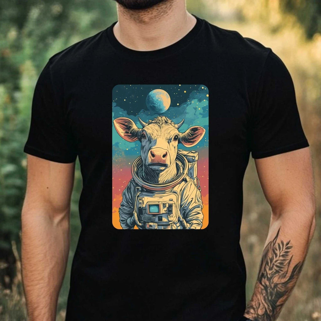 Mens Cow as Astronaut Motif Cotton Size XS to 5XL - Adult & Kids T-Shirts, Sweatshirts & Hoodies apparel design preview 1