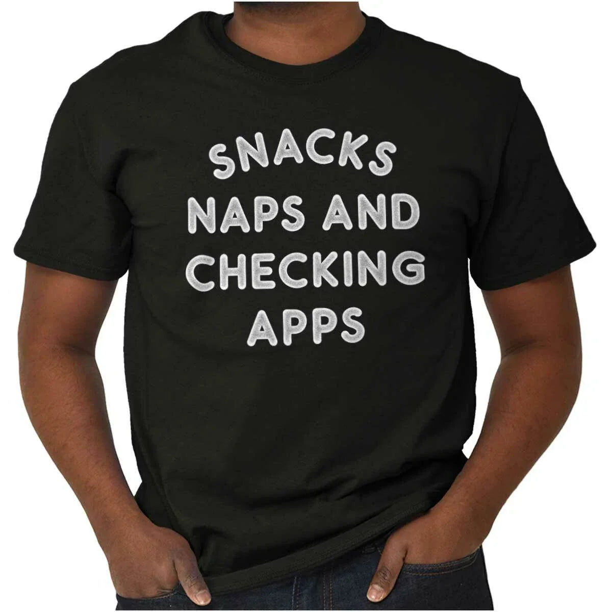 Snacks Naps Checking Apps Lazy Weekend Vibes Womens - Adult & Kids T-Shirts, Sweatshirts & Hoodies apparel design preview 1