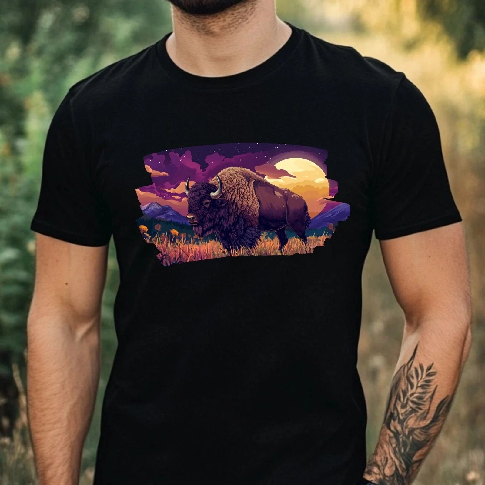 Mens Bison Motif Cotton Size XS to 5XL - Adult & Kids T-Shirts, Sweatshirts & Hoodies apparel design preview 1