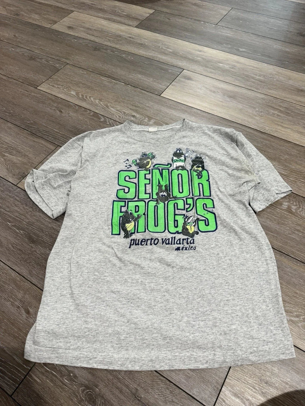 Y2k Grey and Green Senor Frogs Graphic Men's Size - Adult & Kids T-Shirts, Sweatshirts & Hoodies apparel design preview 1