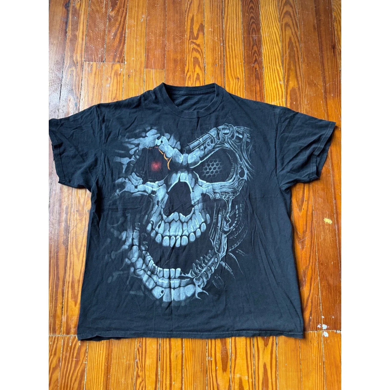 Vintage Cyborg Skull Graphic Black Short Sleeve - Adult & Kids T-Shirts, Sweatshirts & Hoodies apparel design preview 1