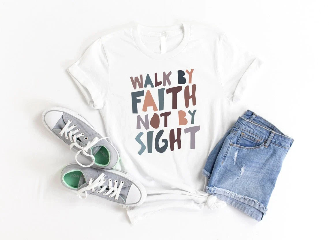 Walk By Faith Not Sight Aesthetic Christian - Adult & Kids T-Shirts, Sweatshirts & Hoodies apparel design preview 1