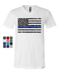 American Flag Thin Blue Line V-Neck Police USA Law - Adult & Kids T-Shirts, Sweatshirts & Hoodies apparel design preview 1