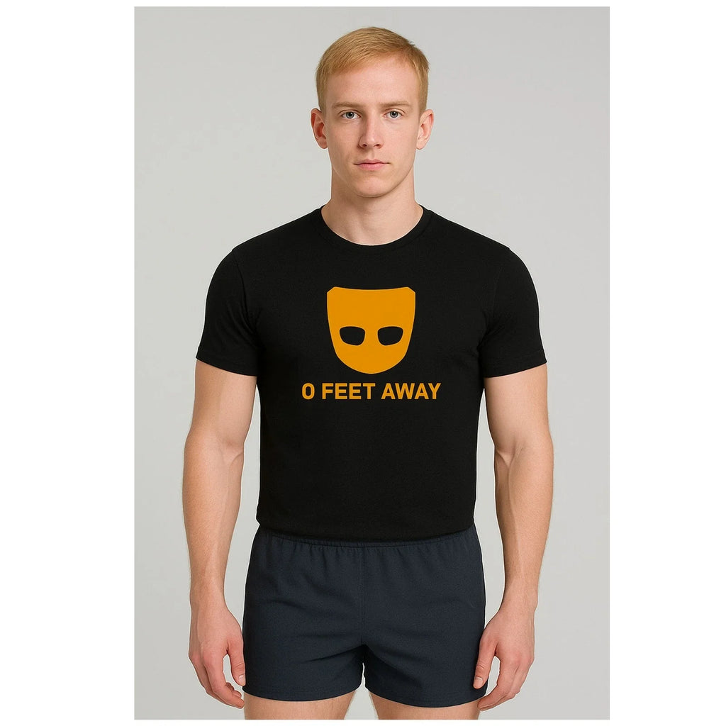 Grindr mens funny top 0 feet away pride t - Adult & Kids T-Shirts, Sweatshirts & Hoodies apparel design preview 1