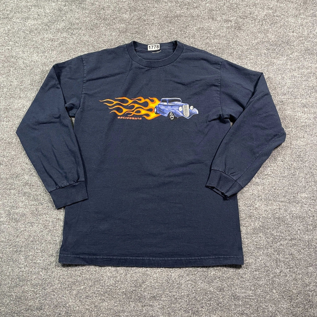 Vintage 90s California Fire Flame Hot Rod Medium - Adult & Kids T-Shirts, Sweatshirts & Hoodies apparel design preview 1
