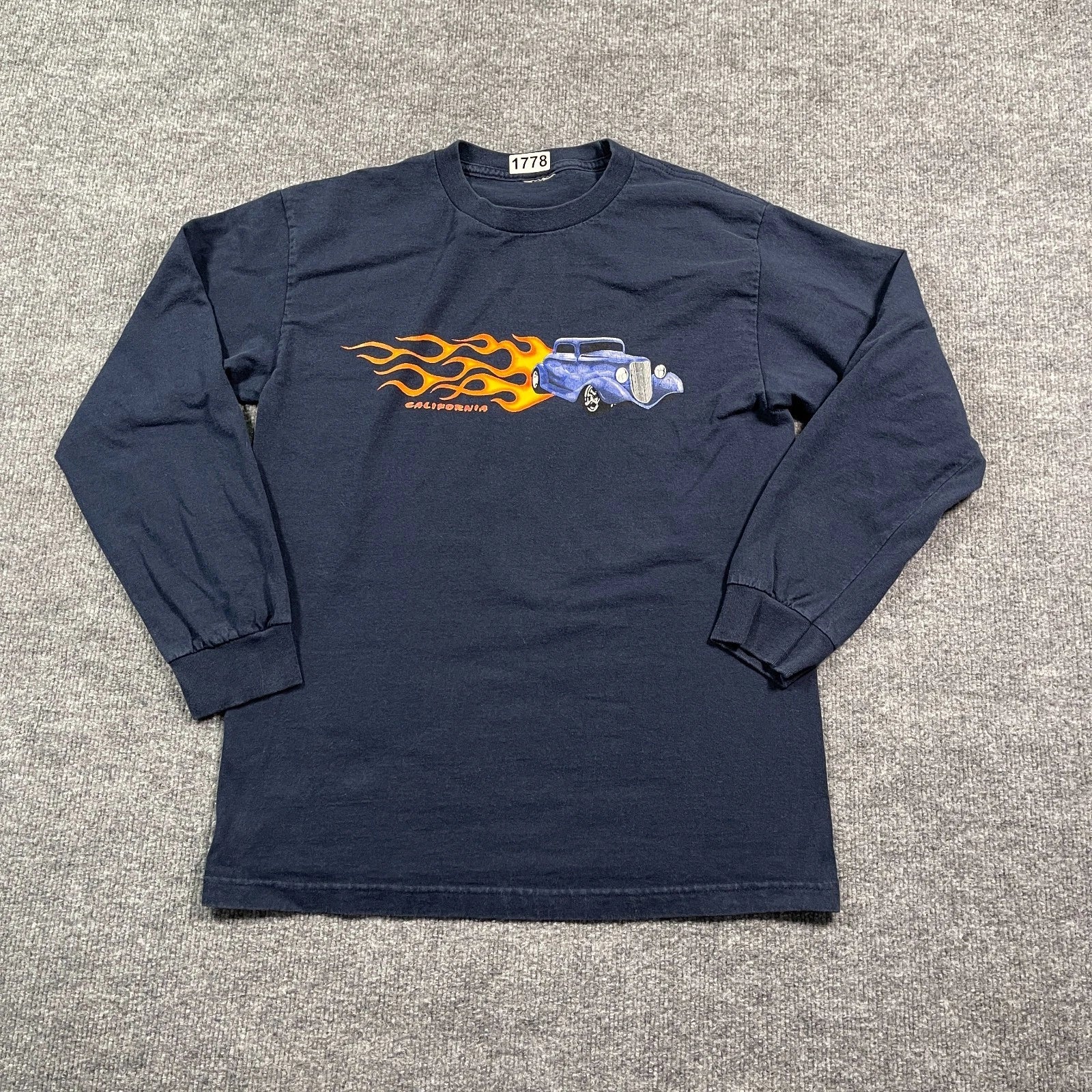 Vintage 90s California Fire Flame Hot Rod Medium - Adult & Kids T-Shirts, Sweatshirts & Hoodies apparel design preview 1