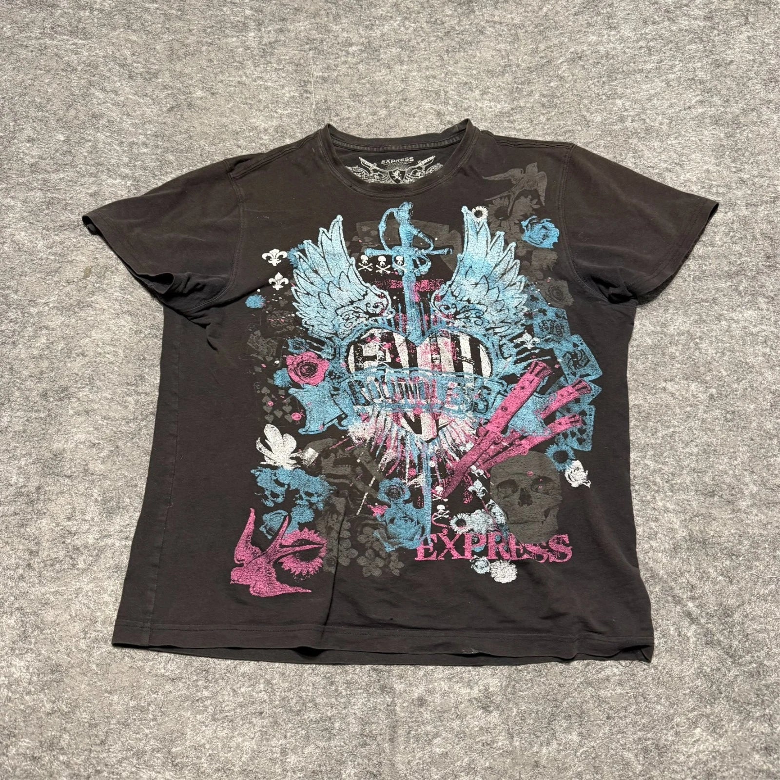 Vintage Express Mens Size M Black Faded All Over - Adult & Kids T-Shirts, Sweatshirts & Hoodies apparel design preview 1