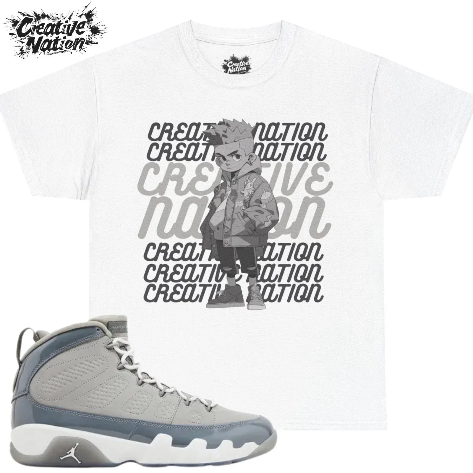 To Match 9 Cool Grey Sneaker For Him - Adult & Kids T-Shirts, Sweatshirts & Hoodies apparel design preview 1