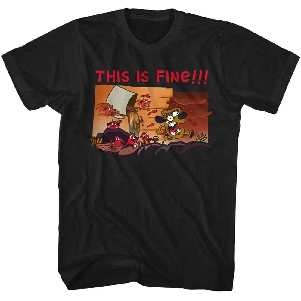 This Is Fine Chased Black Meme - Adult & Kids T-Shirts, Sweatshirts & Hoodies apparel design preview 1