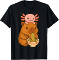Funny Axolotl Noodle Anime Kawaii and Capybara Eating - Adult & Kids T-Shirts, Sweatshirts & Hoodies apparel design preview 1