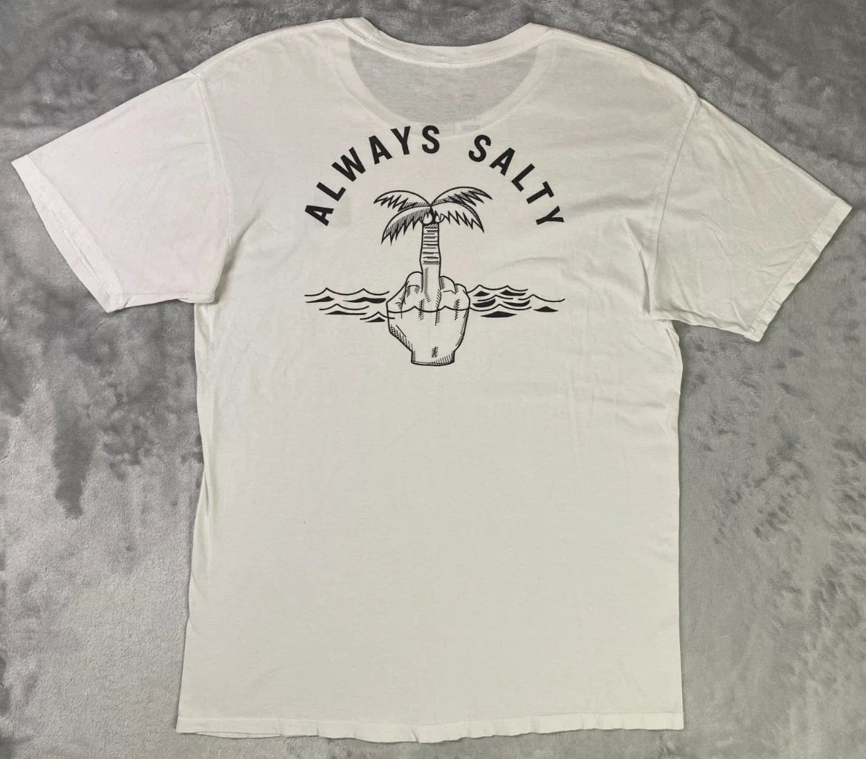 Chomp Mens Large White Always Salty Graphic Palm Tree - Adult & Kids T-Shirts, Sweatshirts & Hoodies apparel design preview 1