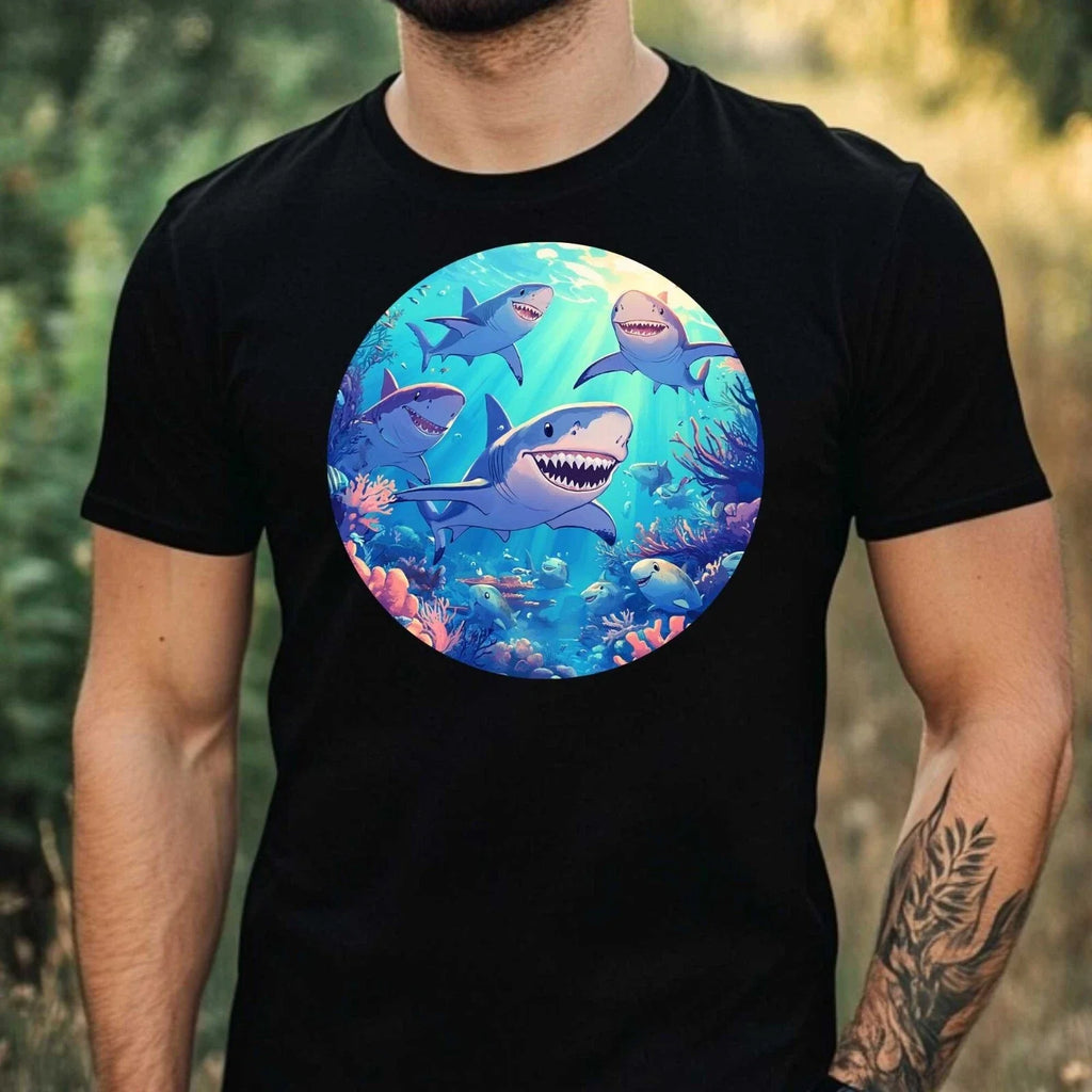 Mens Group Of Sharks Motif Cotton Size XS to 5XL - Adult & Kids T-Shirts, Sweatshirts & Hoodies apparel design preview 1