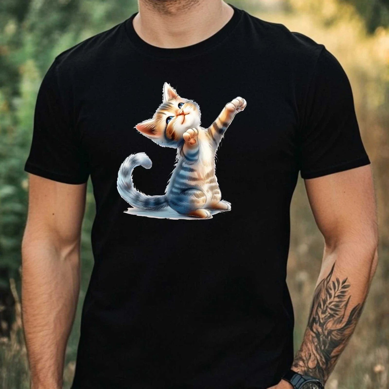 Mens Yoga Cat Print Cotton Size XS to 5XL - Adult & Kids T-Shirts, Sweatshirts & Hoodies apparel design preview 1