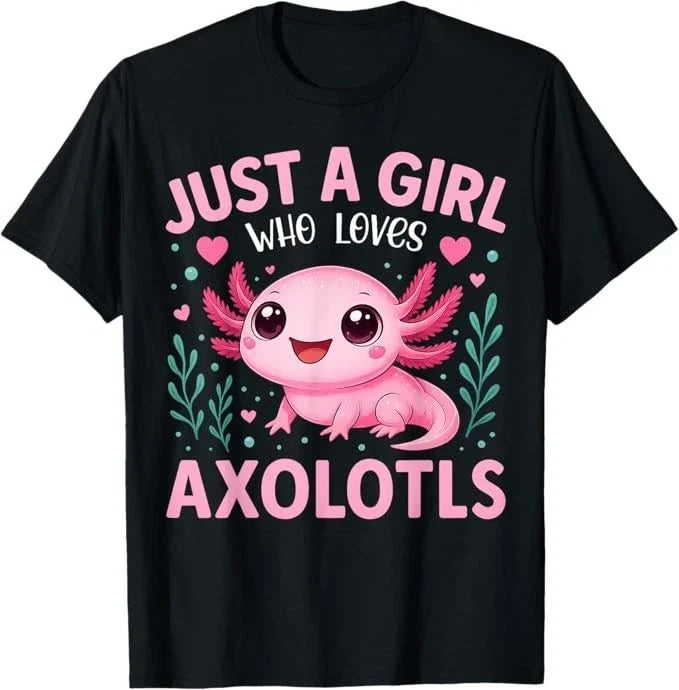Just A Girl Who Loves Axolotls Axolotl Kawaii Girls - Adult & Kids T-Shirts, Sweatshirts & Hoodies apparel design preview 1
