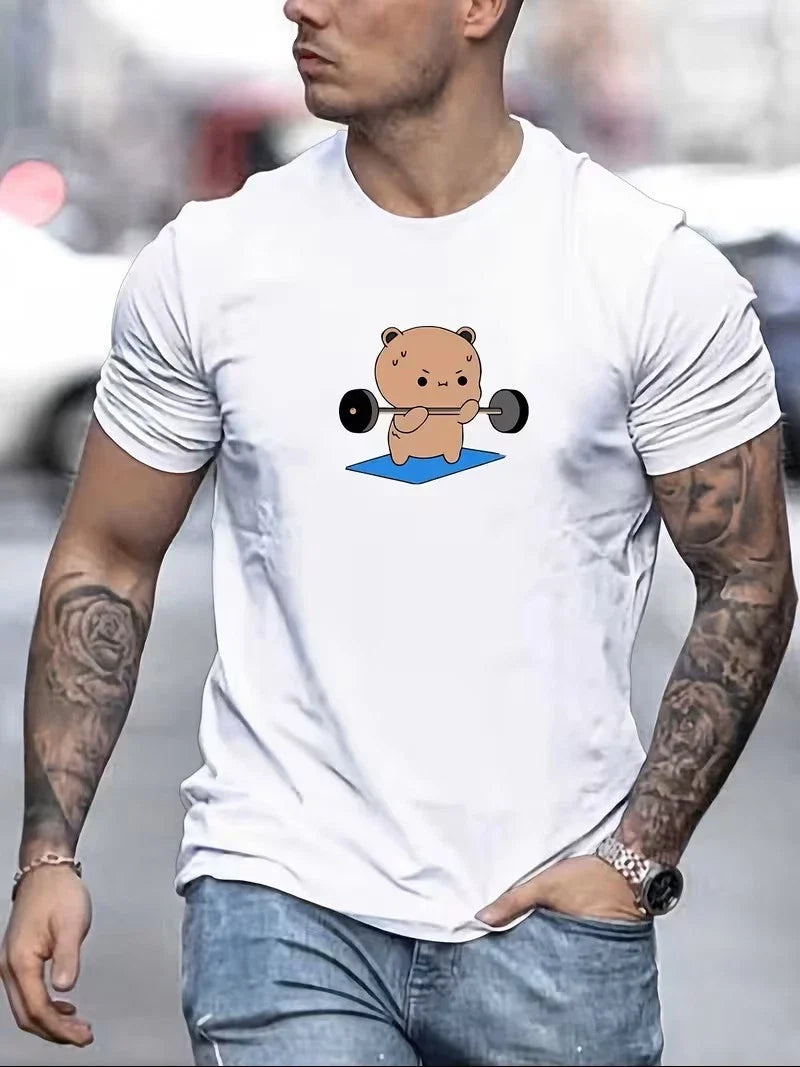 Men Bubu Dudu Cute Cartoon Bear Weightlifting Graphic - Adult & Kids T-Shirts, Sweatshirts & Hoodies apparel design preview 1