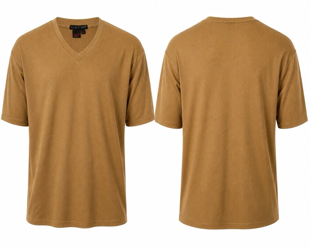 Tulliano 4X Big Tall Ribbed V Neck Tan Brown Stretch - Adult & Kids T-Shirts, Sweatshirts & Hoodies apparel design preview 1