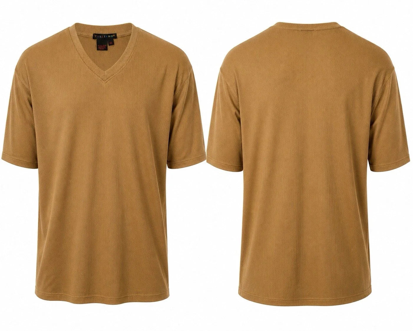 Tulliano 4X Big Tall Ribbed V Neck Tan Brown Stretch - Adult & Kids T-Shirts, Sweatshirts & Hoodies apparel design preview 1