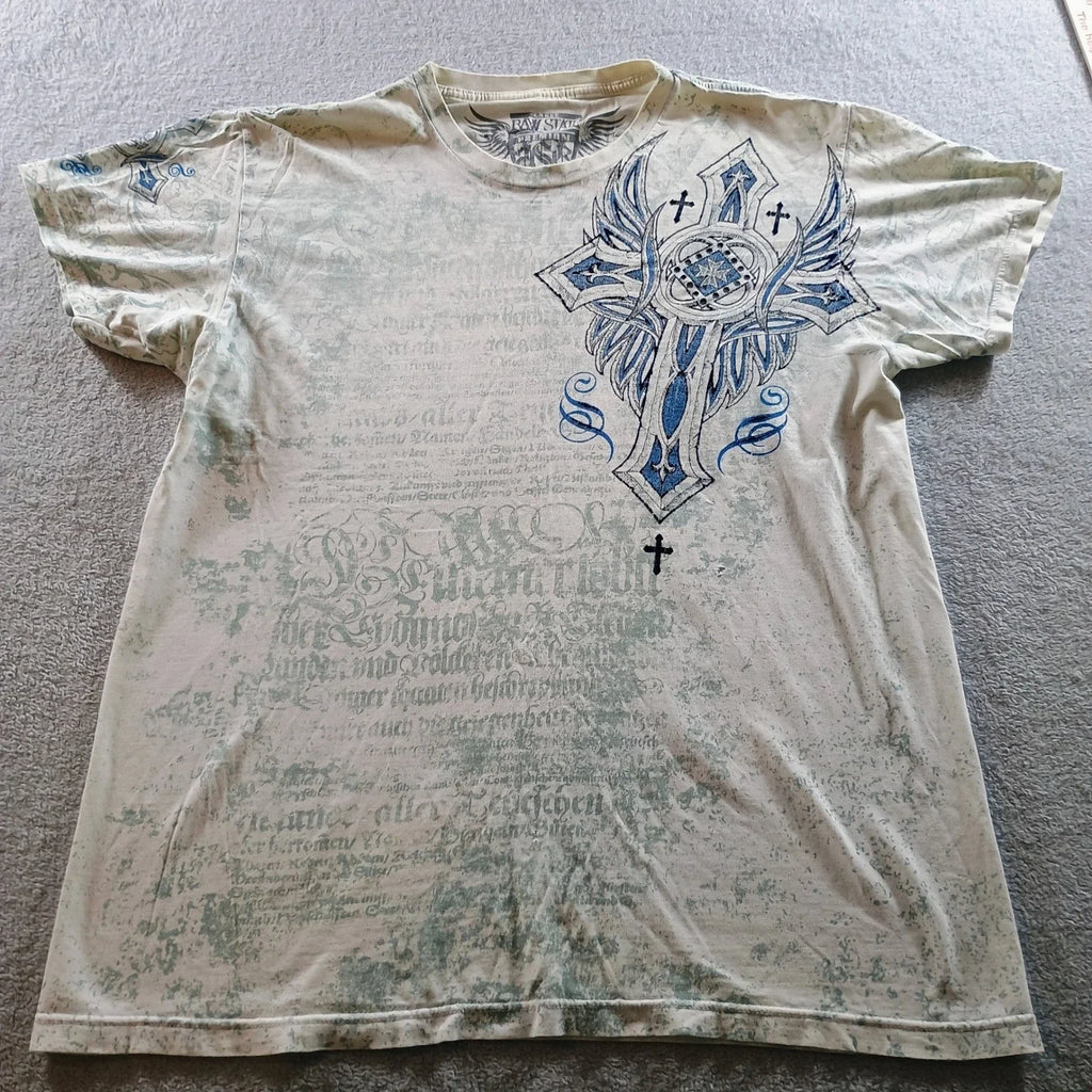Raw State Men Redemption Winged Cross White Blue - Adult & Kids T-Shirts, Sweatshirts & Hoodies apparel design preview 1