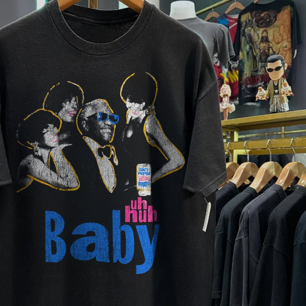 90s Ray Charles 'Uh Huh Baby' Pepsico Classic Black - Adult & Kids T-Shirts, Sweatshirts & Hoodies apparel design preview 1