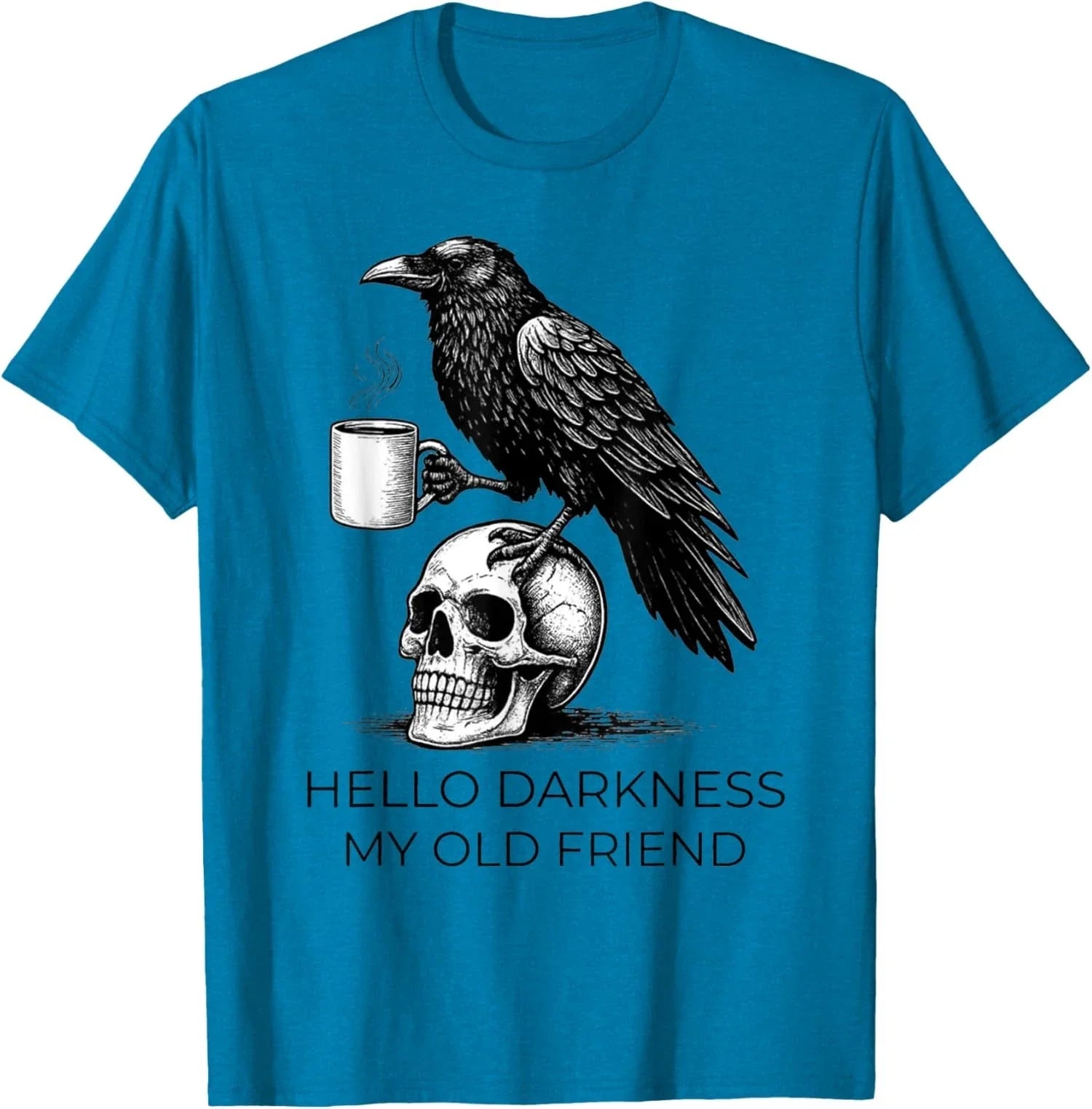 Hello Darkness My Old Friend Crow Coffee Spooky - Adult & Kids T-Shirts, Sweatshirts & Hoodies apparel design preview 1